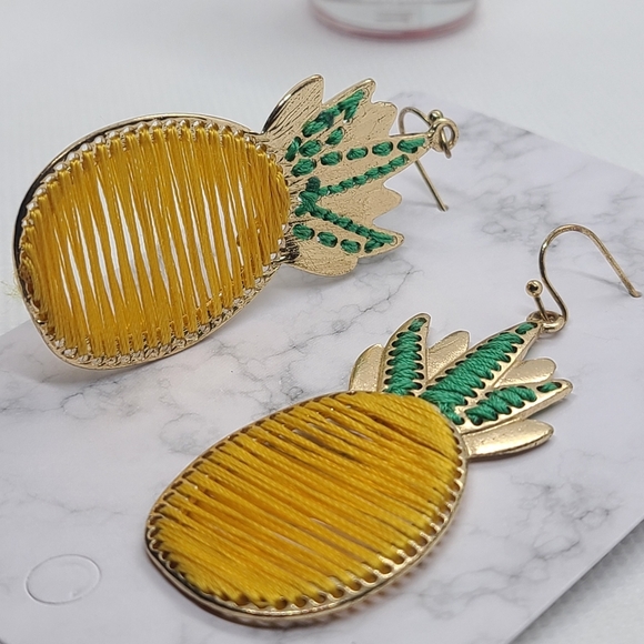 Yellow and Green Pineapple Earrings - Picture 9 of 17